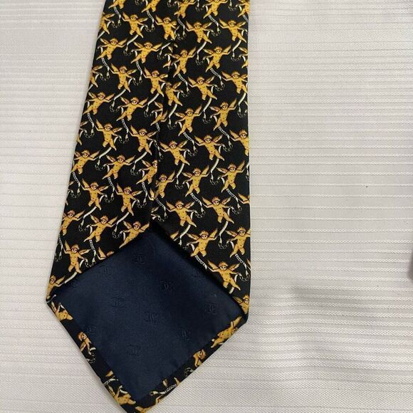 CHANEL PARIS Classic Luxury Black Cherub Angel Necktie 100% Silk Made in Italy - Picture 5 of 9